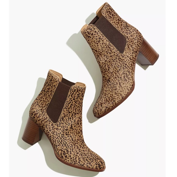 Madewell | NEW The Laura Leopard Print Heeled Chelsea Boot in Spotted Calf Hair - Picture 2 of 9